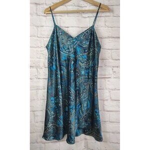 Morgan Taylor Intimates Nightgown Med Paisley Blue Slip Dress Slipdress Nightie